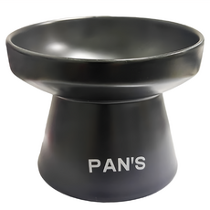 Pan's 鍋氏 寵物護頸瓷碗, 低骨瓷材質 寬大碗型 食物不易掉落, 消光黑, 1個