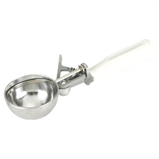 KAI 貝印 KITCHEN 挖冰杓 鋁合金機身 聚乙烯手柄 尺寸200x62x35mm, 銀色 + 白色, 1支