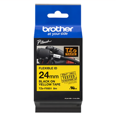 brother 兄弟牌 纜線標籤帶 台灣公司貨 黃底黑字 24mm, 8m