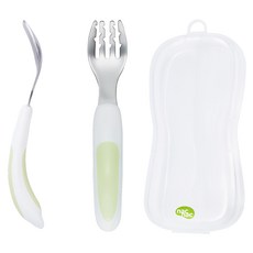 nac nac 好握不鏽鋼叉匙隨行組, 叉子、湯匙, 茉莉綠, 1個