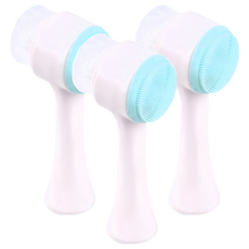 U-mop 雙頭軟毛洗臉刷 藍色 PP塑膠 纖維毛 矽膠 ABS環保樹脂, 1組