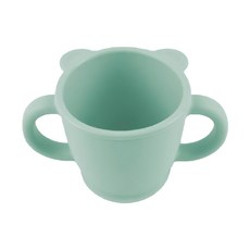 SiliPot 鉑金矽膠熊讚兒童雙手杯, 杯底加厚設計 雙耳把手, 薄荷綠, 1個, 215ml