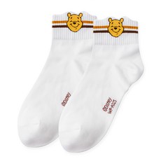 oneder 旺達棉品 迪士尼維尼造型少女襪 萌耳款 舒適透氣 親膚百搭 (1入), 白色, 22-26cm