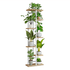 FAmILyLIFE 生活 日式落地花架, 白橡白管, 7層