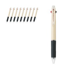 Uni 三菱 JETSTREAM 三色多色筆 0.5mm SXE3-400, 象牙白, 10支
