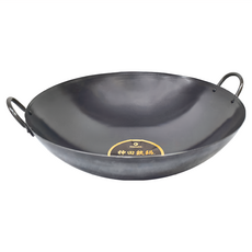 KANDA 神田鉄鍋 日本製 雙柄雙耳 無塗層中華炒鍋 鐵鍋, 33cm, 明火專用款, 1個