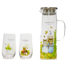 PETER RABBIT 比得兔 玻璃一壺兩杯組 耐熱玻璃 冷熱飲皆適宜, MGS1539, 綠野仙境款, 1組