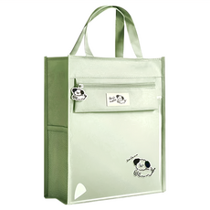 大容量學生補習手提書袋 帆布, 34 x 28.5 x 12cm, 微笑狗綠色