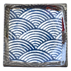 青海波正角皿，日本製造，13.5cm高, 13.5 x 3cm, 1個
