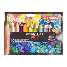 STABILO 思筆樂 伍迪樂3合1水彩粉蠟筆 10色, 1盒