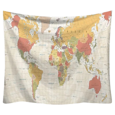 韓國掛布, 150 x 130cm, 世界地圖 米