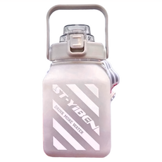 ST-YIBEN 超大容量 灰色 糖罐子 吸管水壺 附帶可調節長度揹帶, 1.5L, 1組