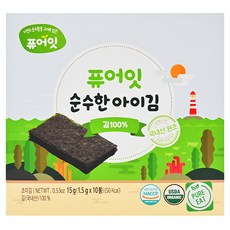Pure Eat 銳寶 幼兒海苔 10入, 15g, 韓國產, 1盒, 無調味