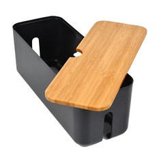 U-mop 楠竹電線收納盒 ABS材質 防火阻燃, 黑色, 1個