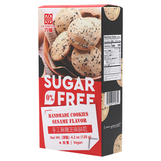 六福 手工無糖芝麻餅乾 純素, 120g, 1盒