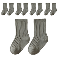 愛北鼻 兒童糖果色中筒襪 Set 5雙, 萊卡橡筋, 雙針工藝, 紫灰C, L