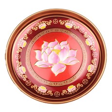 彩繪紅蓮花合金供果盤 款式隨機, 1個