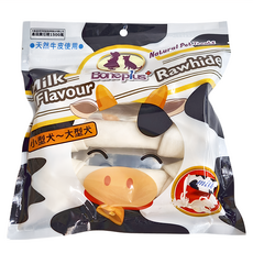 Boneplus 天然潔牙牛皮骨結7吋, 牛奶, 215g, 1包