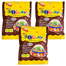 AMOS 阿摩司 i-CLAY 超輕黏土 50g 額外柔軟 超彈性 不易裂開, 咖啡色, 3包
