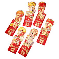 好運連連立體抽拉式創意紅包袋 萬事如意 Set 新年紅包袋 銅版紙 9x17cm (拉開後長度約30cm), 6個