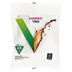 HARIO 好璃奧 V60 #03漂白濾紙 1~6杯, 100張, 1包