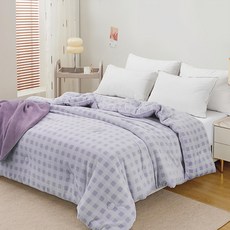 BELLE VIE 韓版Q彈牛奶絨 大方格保暖冬被, 紫色