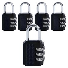 咪咪購物 防盜密碼鎖 三碼鎖 黑色 5個 旅行箱背包置物櫃, 2.2 x 5.5 x 1cm