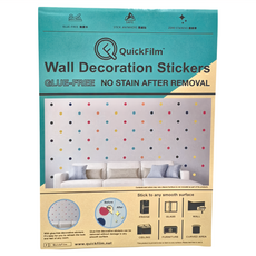 QuickFilm 貼貼 靜電無痕隨便貼壁貼 圓點 免膠, 藍色 + 黃色