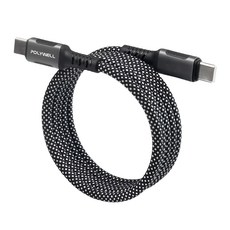 POLYWELL 寶利威爾 磁吸收納PD快充線 C To C 鋁合金 編織線 PW15-W45-A389, 1m, 黑色, 1條