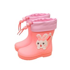 JAR嚴選 萌趣可愛兒童雨鞋, 立體造型, 防水, PVC材質, 粉色小兔, S