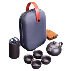 紫砂茶具旅行組, 紫砂壺 + 杯 x 6 + 收納包, 海納百川, 1組