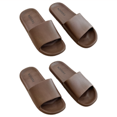 HOOM 皮革紋Q彈拖鞋2雙組, 輕量防水EVA材質, 44~45, 摩卡咖啡