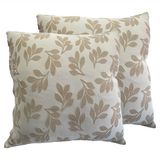 J&N 葉舞彈性抱枕 2個 60 x 60cm 卡其米 - 標準靠墊 柔軟舒適 居家裝飾