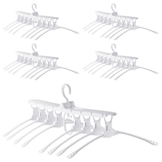 魔術摺疊衣架, 一件變8件晾曬, 堅實耐用, 有效節省空間, 方便超實用, 白色, 5個