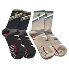 WOAWOA 四向止滑羊毛襪 極致速乾運動羊毛登山襪 XL 28-30cm, 黑色 + 灰綠色, 2雙