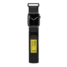 加拿大 Mifa Apple Watch 戰術尼龍混搭真皮皮革運動錶帶 加長版 EDC-34 XL, 1個, 黑黃色
