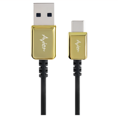 Avier CLASSIC USB A-Lightning 編織高速充電傳輸線 MFi 認證 適用於 iPhone iPad iPod 堅固耐用鋅合金接頭, 30cm, 金色, 1條