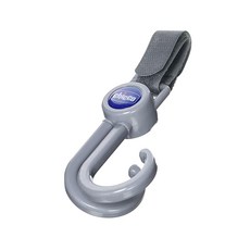 Chicco 嬰兒推車專用掛勾 飲料媽媽包免手提 魔鬼氈黏貼 360度旋轉, 灰色, 1個