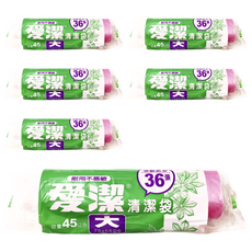 愛潔 平底清潔袋 36張, 45L, 6捲