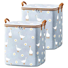 小鴨 巨無霸換季衣物箱 拉鍊款 180L 大容量 雙邊加寬提手, 藍鵝, 2個, 48 x 48 x 75cm