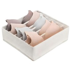 SHIMOYAMA 衣櫃抽屜用 6小格分類收納布盒 面寬30cm, 米白色, 1個