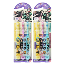 BANDAI 鬼滅之刃牙刷II Set 附有卡通貼紙 圓頭刷毛 小刷頭 徹底清潔牙齒 大人小孩皆適用, 三色, 3入, 2組