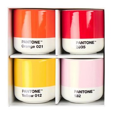 PANTONE 陶瓷瑪奇朵杯 耐熱 5C~140C 容量100ml 4個, 黃色 + 紅色 + 橘色 + 粉色, 1盒