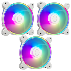 COOLER MASTER 酷碼 MasterFan MF120 Halo2 Set, 雙環式ARGB燈效, 靜音散熱技術, 14公分大風量, 白色, 1組