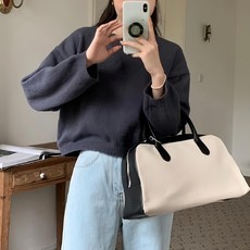 女款奶茶系短版毛衣 均碼, 藏青