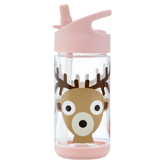 3 sprouts 動物造型冷水壺 防臭防刮防碎裂 Tritan材質 一體式手柄, 小鹿 粉紅色, 340ml, 1個