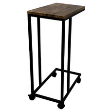 KI WISH 居家生活 邊桌 42x26x70CM 含輪子高度 工業風邊桌 附輪款 MIT, 胡桃木