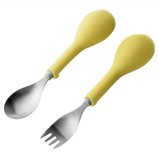 FlipGo 翻滾吧 湯叉組, 304食品級不鏽鋼, 食品級聚丙烯PP材質, 36個月以上兒童適用, 檸檬黃, 1組