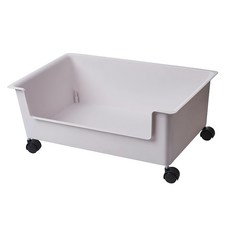 書本收納盒 帶輪, 白色, 大號, 塑膠材質, 47x29.5x19cm, 1個