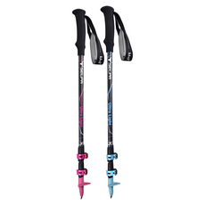 SELPA 凜淬碳纖維三節式外鎖登山杖2件組, 藍色，粉色, 1組